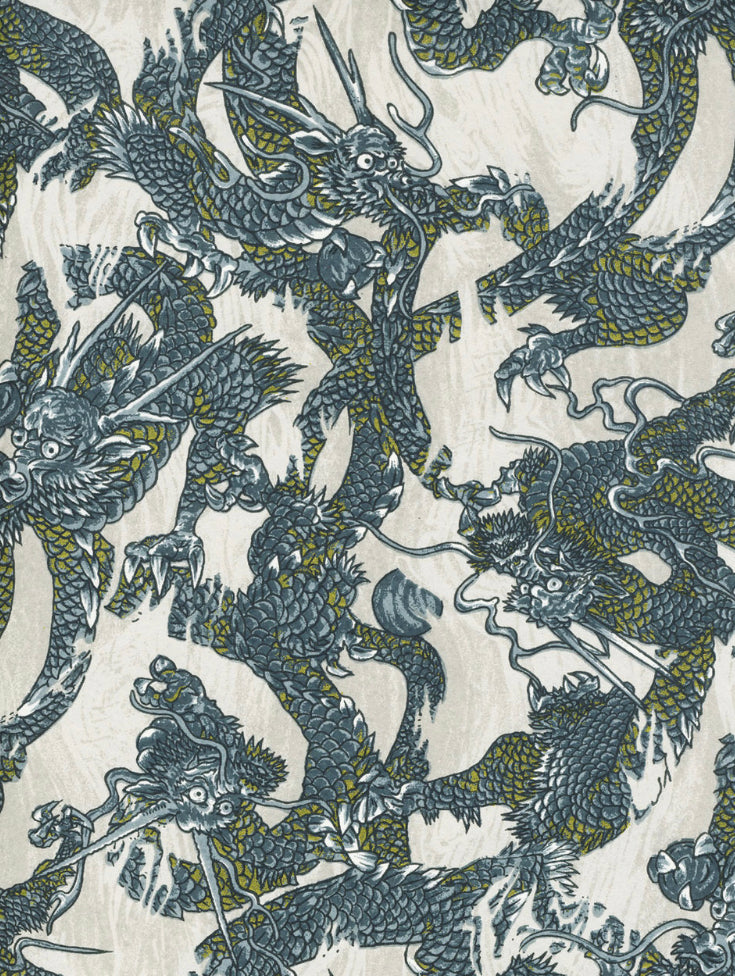 Chiyogami Dragons Blue and Gold