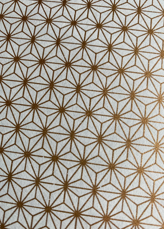 Chiyogami Gold Geometric Hemp on White
