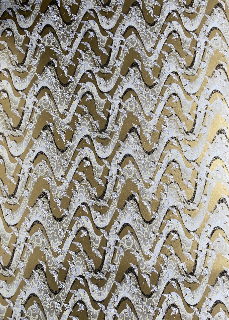 Chiyogami White Cranes on Gold