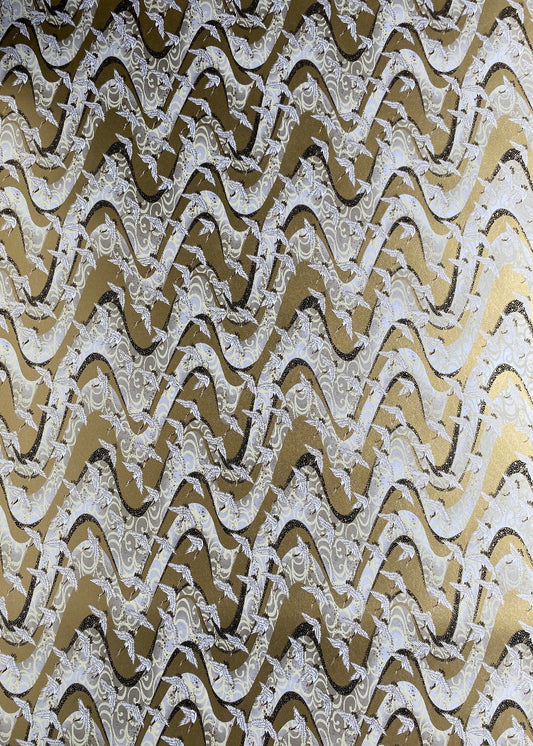 Chiyogami White Cranes on Gold