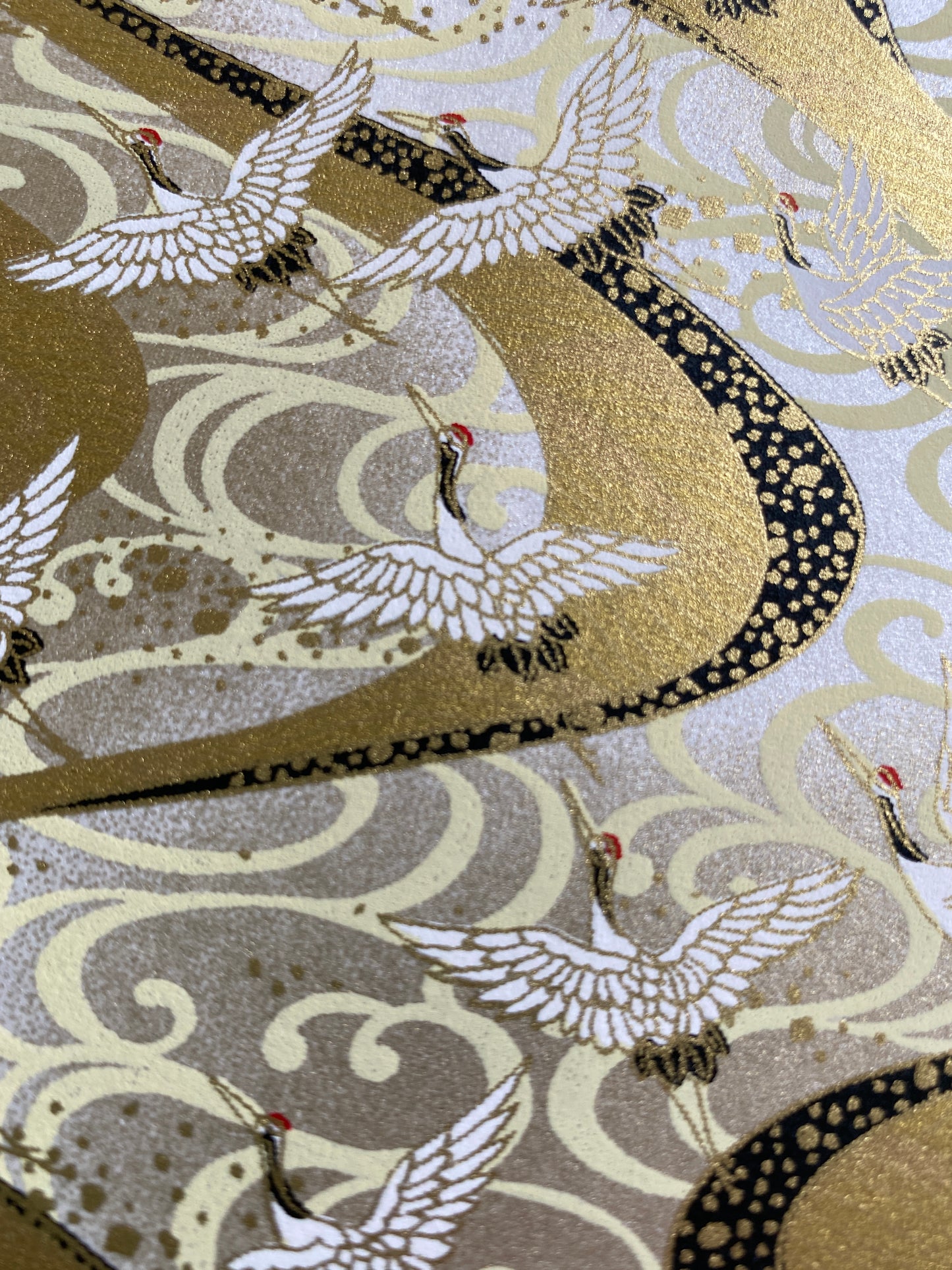 Chiyogami White Cranes on Gold