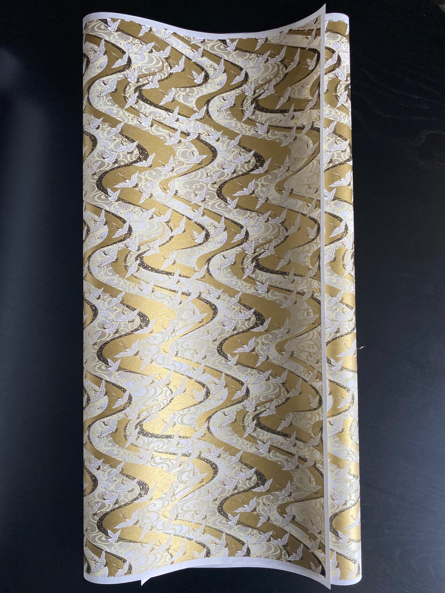 Chiyogami White Cranes on Gold