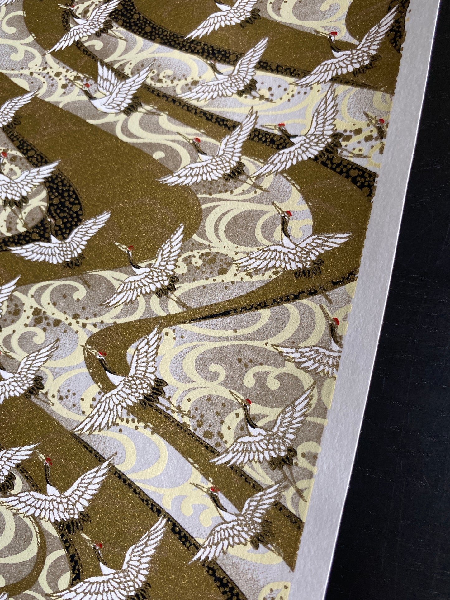 Chiyogami White Cranes on Gold